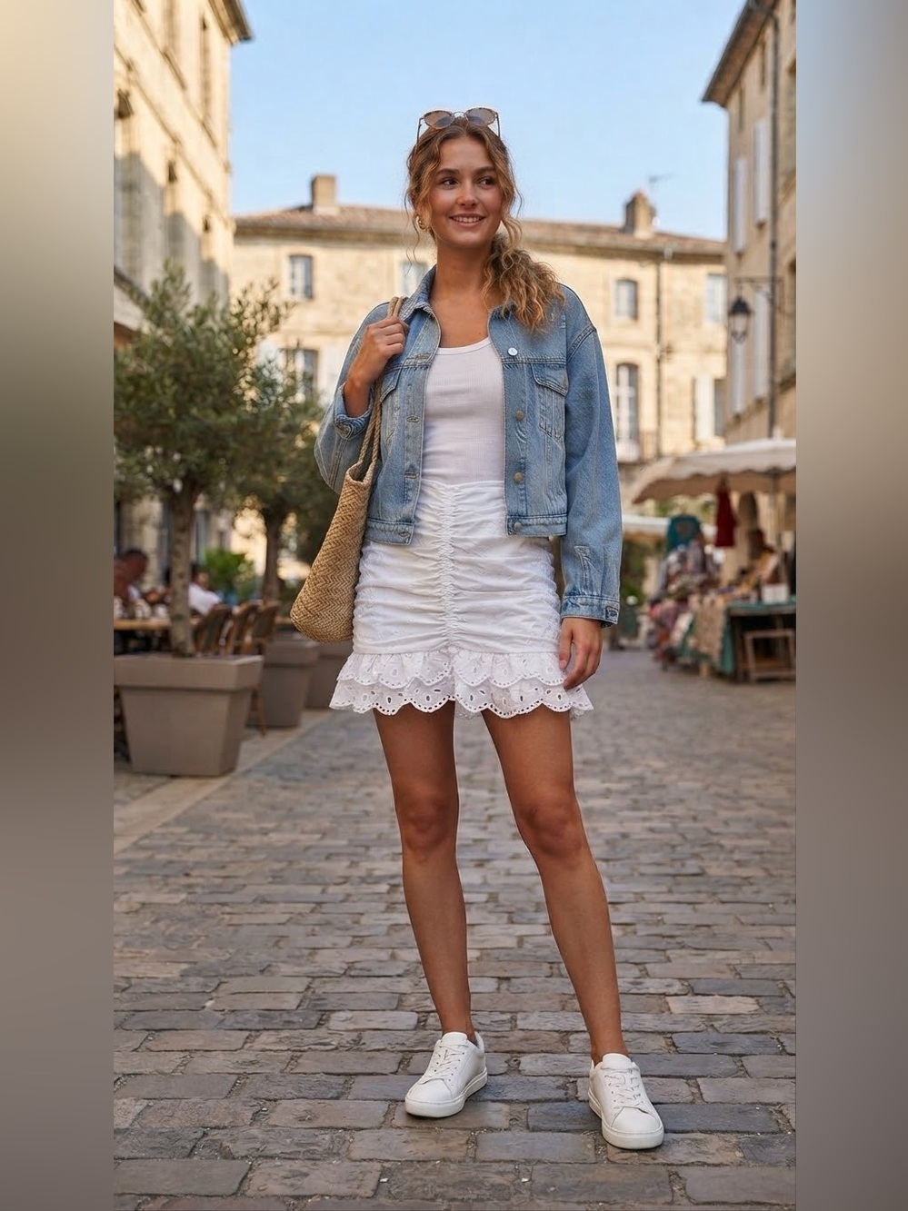 Women’s Zara White Ruffled Eyelet Mini Skirt Size S